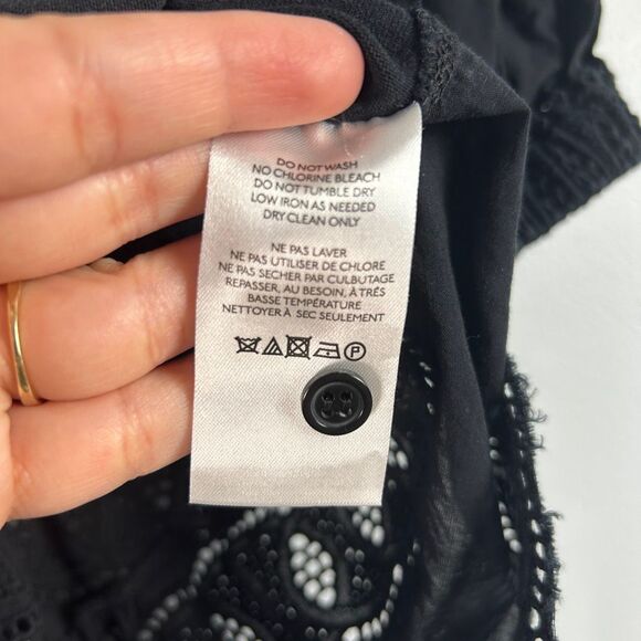 Anthropologie Othilia Black Eyelet Cotton Boho Blouse - Picture 9 of 10